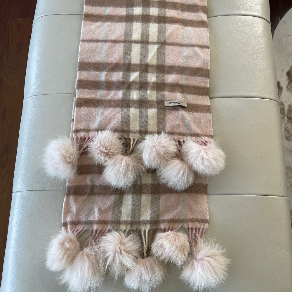 Burberry Scarf With Fur Trim